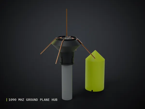 Render of my 1090 MHz Ground Plane Hub 3D print model