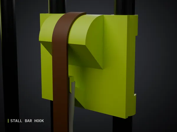 Render of my Stall Bar Bridle Hook 3D print model