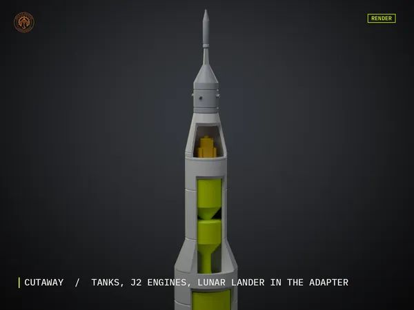 Detail render of the Moon Rocket Cutaway