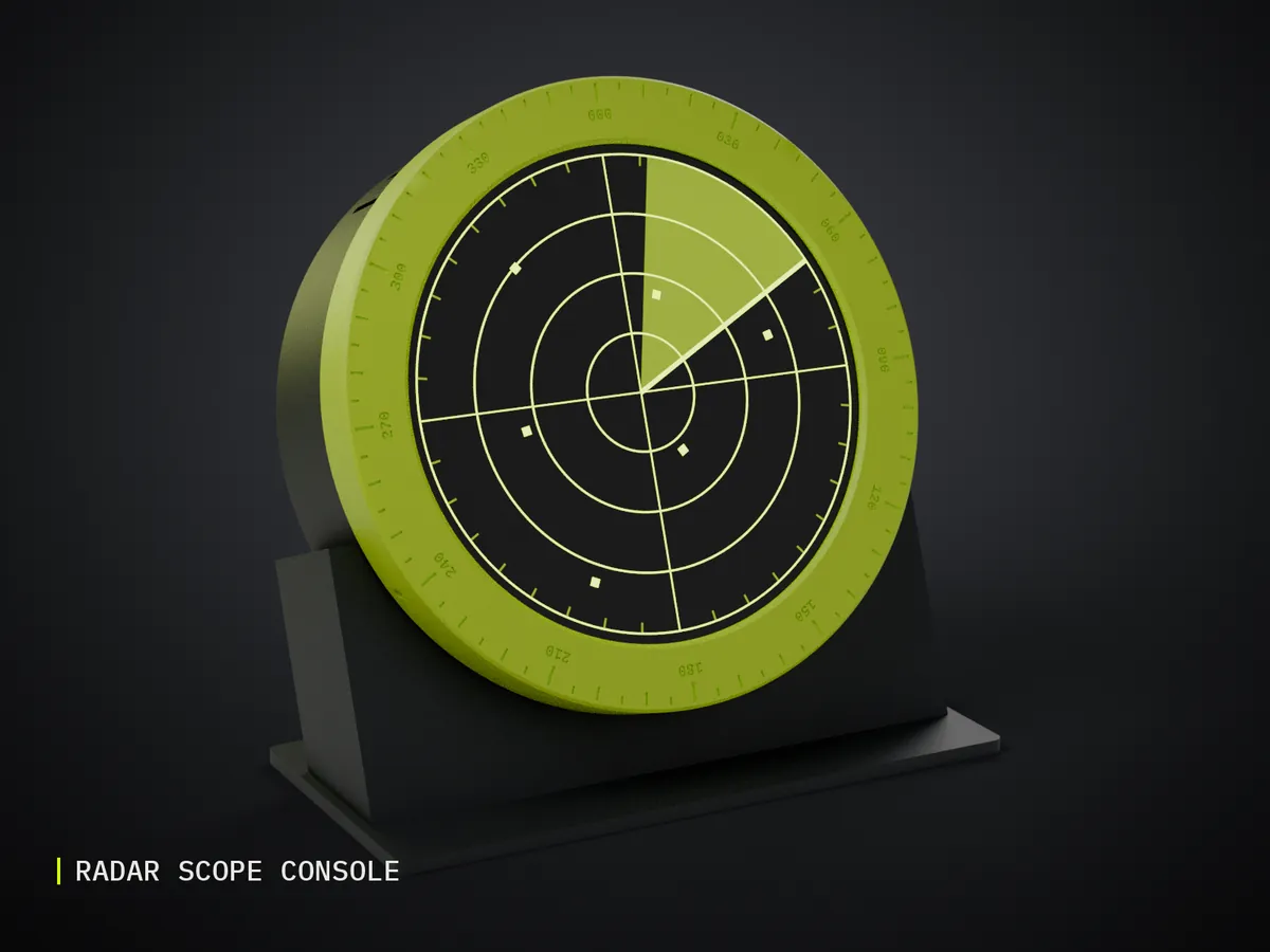 Render of my Radar Scope Desk Console 3D print model
