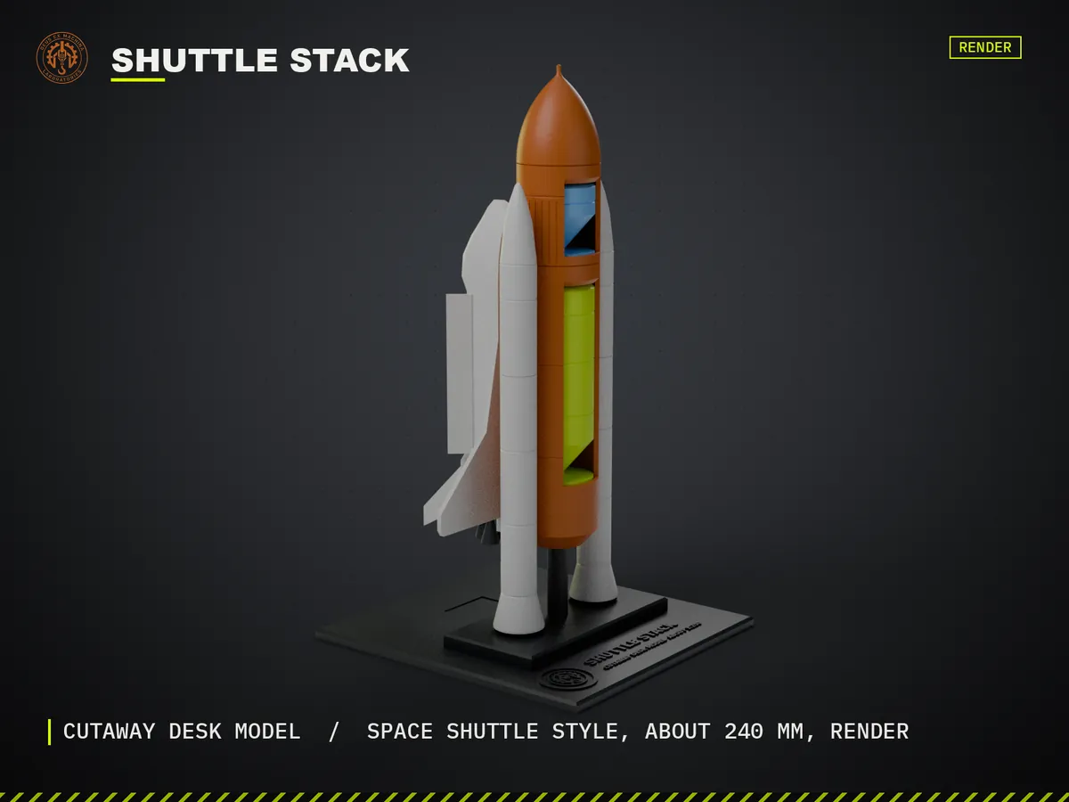 Render of my Space Shuttle Stack Cutaway 3D print model