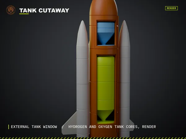 Detail render of the Space Shuttle Stack Cutaway